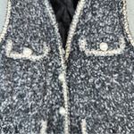 Urban Revivo Women Tweed Speckled Embroidery Pearl Buttons Vest Size 4 Y2K Retro Black Photo 11