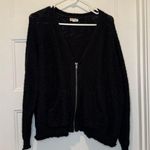 Silence + Noise 5/$20 Black Knit V Neck Zip Up Sweater Top Size S Photo 0