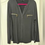 INC International Concepts Black Blouse with Gold Zipper Pockets Size XXL Photo 5