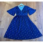 Leota blue botanical jersey draped vneck dress sml Photo 10