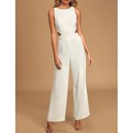 Lulus NWT Women's White Sleeveless Wide-Leg Cutout Jumpsuit Size S Cocktail Photo 1