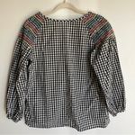 Madewell Womens Small Black & White Gingham Rainbow Embroidered Boho Peasant Top Photo 1