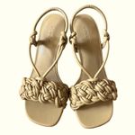 Vince braided leather “Quenelle” slingback heeled strappy sandals in “dune” tan Photo 5