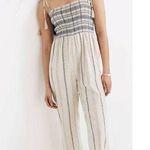 Madewell Women's Smocked Cami Jumpsuit Space Stripe Dark Midnight Cropped Leg XS Photo 0