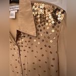 Diane Gilman  Gold Sequin Silk Button-Up Shirt Vintage NWT Photo 2