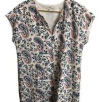 Madewell  Flora Paisley Silk Shift Dress Cap Sleeve Relaxed Boxy Tunic Sz M Photo 0