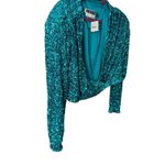 ROTATE‎ BIRGER CHRISTENSEN Aurelia Sequin Embellished blouse 10 Teal Cropped Blue Photo 6