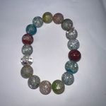 Baked Cracked Marble Stretch Bracelet Blue Photo 1