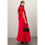 STAUD  Ilana Red High Neck A-Line Short Sleeve Long Cocktail Dress Size Small Photo 3