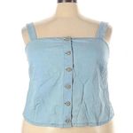 Lane Bryant  | Denim Blue Button Down Sleeveless Crop Blouse Plus Size 22 Photo 1