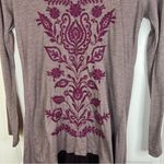 Johnny Was Embroidered Gray Long Sleeve Boho Tunic Shirt Size Small Photo 4