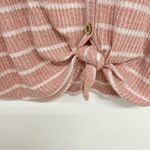 Fantastic Fawn  Pink & White Striped Ruffled Sleeve Button Down Blouse Womens L Photo 4