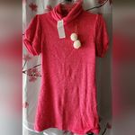 NWT Women's Takya Fashion Pink White Pom Pom Turtleneck Sweater Dress Size S/M Photo 1