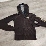 PINK - Victoria's Secret VINTAGE Victoria's Secret PINK Brown & Gold Bling Full Zip Hoodie Size XS Photo 0