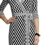 Diane Von Furstenberg Tallulah Silk Wrap Black & White Geometric Dress Photo 14