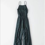 American Eagle Plaid Green Wide Leg Jumpsuit XS Vintage Y2K Christmas Academia Photo 2