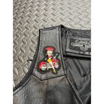 Vintage‎ Leather Gallery Patchwork Betty Boop Biker Vest Black Leather Moto Med Photo 3