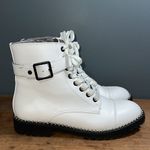 Seven Dials  Simpson combat boots sz 9.5M zip side lace up buckle studded details Photo 2