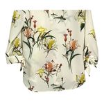 ZARA Silky Floral Collard 1/2 Button Chic Blouse Tie 3/4 Sleeve Pocket XS White Photo 6
