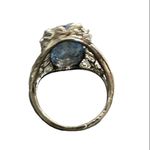 Boutique Aquamarine Costume Jewelry Statement Ring Oval 6 Silver Setting Photo 5