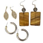 Mustard Yellow Beaded Earrings Bundle of 3 Pairs of Earrings Silver Gold Hoops Photo 0