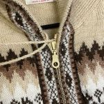San Miguel Alpaca Hoodie Sweater Small Womens Cream Brown Full Zip Drawstring Photo 2