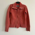 Cotton Ginny Coral Cotton Knit Zip Up Cardigan Sweater Small Orange Photo 1