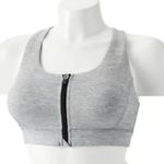 Tek Gear Zip- Front Medium- Impact Sports Bra Heather Gray Black Large Photo 0