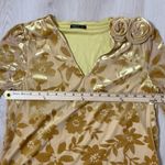 MOTF V Neck Long Sleeve Floral Velvet Burnout Top Size S Yellow Photo 2