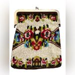 Lily Scott Cream Beaded Floral Evening Bag Vintage Red Photo 1