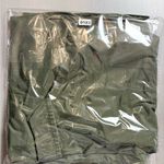 NY & Co Olive Green Shirt Dress City Stretch Ruched Short Sleeve Y2K Knee Length Size 8 Photo 10