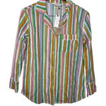 Anthropologie New Printfresh  pajama top in multicolor stripe sz XS Photo 0