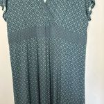LL‎ Bean Knit Dress Women's Size 3XL Teal Navy Short Sleeve Faux Wrap V Neck Blue Photo 2