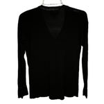 Elizabeth and James  Black Top With Genuine Leather Trim Photo 3