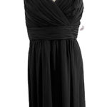 Jenny Packham Black Evening Dress Size 14 Rhinestone Straps Pleated V Neck‎ New Photo 0