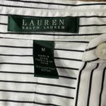 Ralph Lauren Lauren  Black White Striped Preppy Womens Button Down Shirt M Photo 2