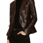Milly Inez Faux Leather Blazer in Brown, Size US 6 Photo 1