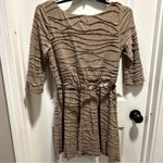 Three Pink Hearts  Ruched Brown Dress with Belt, Size L Photo 1