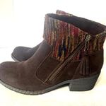 BOC Born Concept Bendall Bootie brown suede Leather side zip Boots sz 8 knit Photo 0