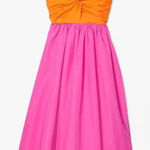 Kate Spade  Twist Bodice Colorblock Dress Pink Orange 0 Strapless Photo 0