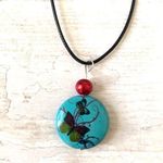 Urban Outfitters Aqua Butterfly Teal Stone Charm Necklace Beaded Jewelry Women Girls NEW Photo 0