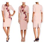 Trina Turk | Size 2 | Knightly Floral Printed Embroidered Sheath Dress in Blush Photo 2