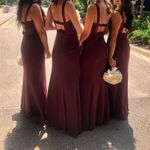 White by Vera Wang Open Back Maroon Wine Crepe Gown Dress Photo 3