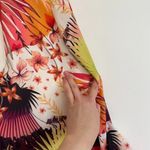 Bebe Long Sleeve Natalie Dress Royal Palm Floral Tropical Bell Sleeve 14 NO BELT Photo 7