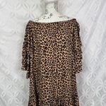 Fate Oversized Leopard Print Dress W/ Tiered Ruffle Sleeves & Ruffle Hem Size S Brown Photo 6