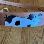 VTG Diane Weiss NYC Pigs Hand Tooled‎ Leather Belt Gold Brass Tan Photo 2