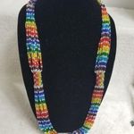 Glass Seed Bead Rainbow Necklace Yellow Photo 0