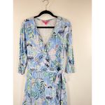 Lilly Pulitzer Blue Jessalynne Romper Wrap Mini Floral Ruffle Stretch Size M Photo 4
