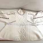 Ba&sh  Eba Turtleneck Cable Knit Wool Blend Pullover White Cream Red Size M Photo 10