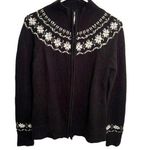 Dress Barn Collection  Full Zip Sweater Black Snowflake Photo 0